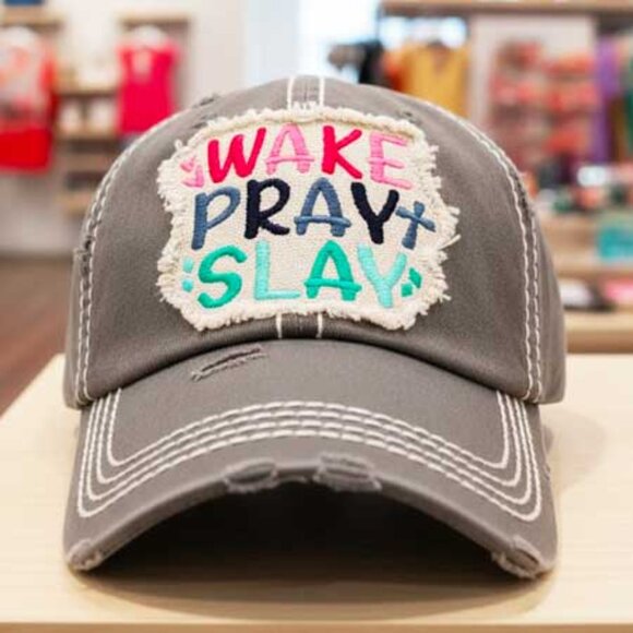 2/$30 Ladies Grey Wake Pray Slay Baseball Hat - Picture 1 of 9